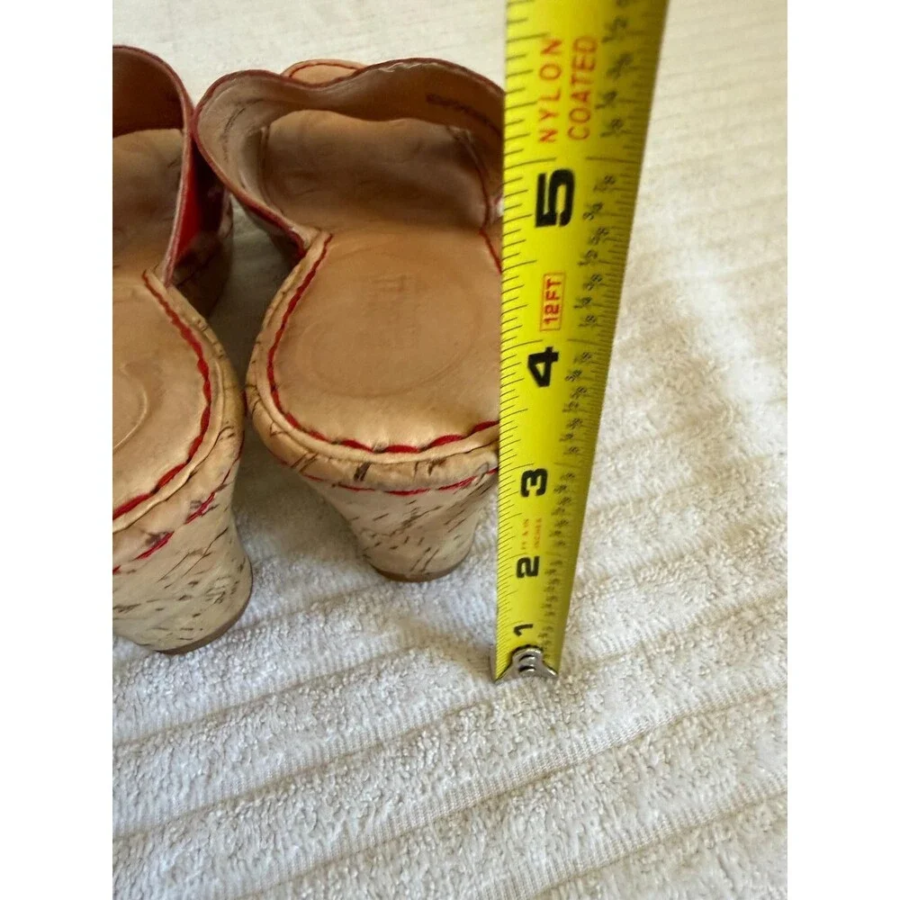 Born Women’s Red Patent Leather Wedge Slide Sandals Size 8 M